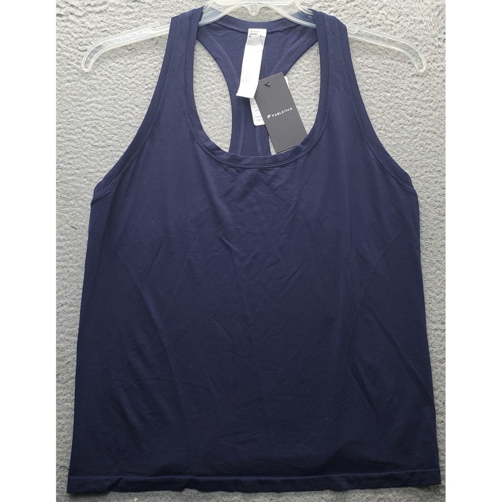 Fabletics Tank Top Womens S Navy Relaxed Fit Stretch Racer Back Workout Training